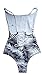 Qpladlse Swimwear Women's One Piece Swimsuit Reversible Lace-Up BathingSuit(FBA) (M, Black leaves)