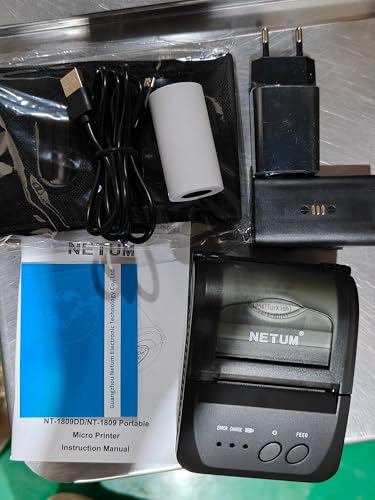 NETUM Wireless Bluetooth Receipt Thermal Printer, Portable Personal Bill, 2 Inches 58mm Mini USB POS Printer for Restaurant Sales Retail Compatible with Android 8.0/PC/Windows 7/Linux