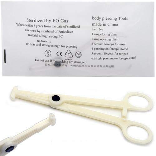 Body Piercing Disposable Clamps-Beach Body Art Supply 25 Pcs Sterile Septum Disposable Forceps Auto-Locking Pliers Ear Nose Belly Piercing Tools Tattoo Piercing Supplies Piercing Clamps