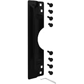 "Nuk3y Door Latch Guard Protector Stainless Steel for Out Swing Doors (Black, 3"" x 11"")"