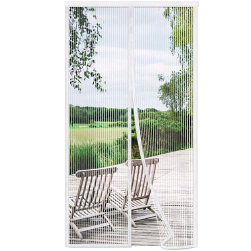 Risareyi Magnet Fliegengitter Balkontür Ohne Bohren 155x260cm, Weiß