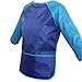 ilovebaby Children's Art Smock, Waterproof, Kids Aprons,Artist Smocks,Painting Apron with Long Sleeves,Ideal for Painting Classroom and Kitchen,Pack of 2,Color Blue