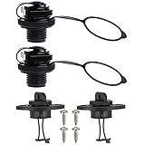 Gimiton Inflatable Air Valve with Caps Screw Twist Lock, 2Pc Inflatable Boat Spiral Air Plugs + 2Pc Scupper Plugs for Kayak, for Inflatable Boat Fishing Boats Raft Airbed