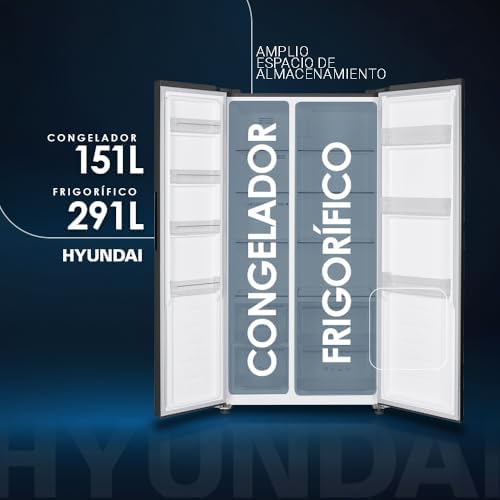 Frigorífico American Dark Inox, 2 portas. HAM17791NDDD00, capacidade 442 litros, sem geada, motor inversor, 39 dB, direção de porta única, abertura por puxar o dedo, Classe D