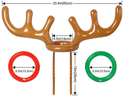 FEINASU Inflatable Reindeer, Inflatable Reindeer Antler Ring Toss Game for Christmas Party 3 Pack