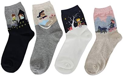 HelloClaire Premium Super Cute Fashionable Ankle Socks Selection Made in Korea (4 Pack Story Character)