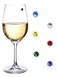 Swarovski Crystal Magnetic Drink Markers & Wine Charm Tags for Stemless Glasses, Beer Mugs, Champagne Flutes & More - Set of 6 Floral Colors