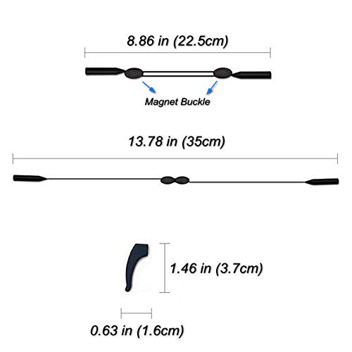 JBER Eyeglass Retainer, No Tail Eyeglasses and Sunglasses Holder Strap with 4 Anti-Slip Hooks (9-13.8 in)