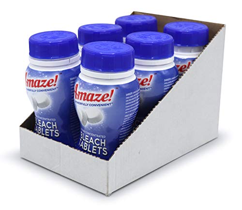 AMAZE! Ultra Concentrated Bleach Tabs for Laundry and Home Cleaning. (Original, Case of 6 Bottles))