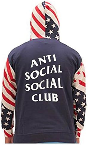 WellDam Mens Anti Social Social Club Hoodied Sweatshirt Pullovers