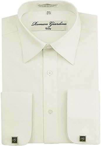 Men's Dress Shirts Convertible Long Sleeve Botton Down Collar Regular Size Fit Cufflinks Solid Colors