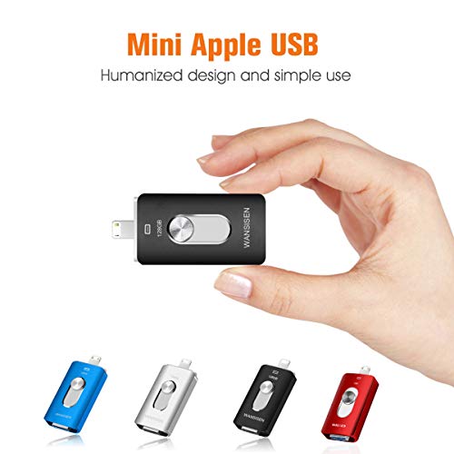 USB Thumb Drives 128GB for iPhone Flash Drive iPad Photo Stick 3in1 iOS