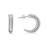 OSIANA Hoop Earrings - Womens Titanium Stainless Steel Planted Glod Czech diamonds Minimalist Earrings in Gift Box-Hoop-01-Silver