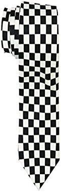 Slim Silky Satin Soft Neckties - Camouflage Gay Pride Mustache Checkered Music (Black White Checkered)