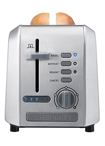 Chefman stainless steel 2-slice wide slot toaster w/ ba…