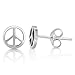 925 Sterling Silver Tiny Classic Peace Sign Open Round Unisex Post Stud Earrings 7 mm