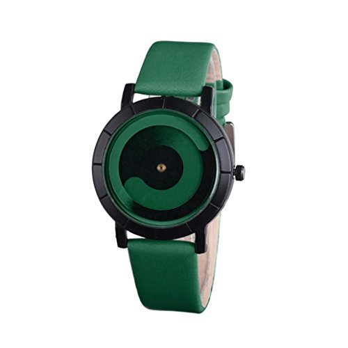 Start Unisex Women Couple Watch Creative Wave Lovers' Leather Band Watches (Green)
