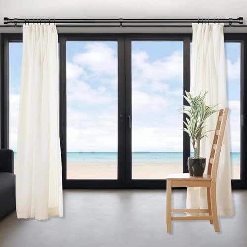 Barra de Cortina de 36 a 88 Pulgadas,Barra de Cortina Negra Mate,Cortineros a Justabl Negro,Juego Combinado de Soporte para Cortinas con Varilla(Con soporte),Fácil de Instalarlsala/estar/Baño/Cocina