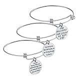Birthday Gifts for Women Girls - 3PCS Stainless Steel Inspirational Charm Bracelets Jewelry Set Motivational Expendable Bangles Anniversary Gift Ideas
