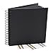 Black Guest Book, Photo Booth Album, Scrapbook, Blank Square Spiral Bound Cardboard Hardcover, 40 Sheets (8 Inches)