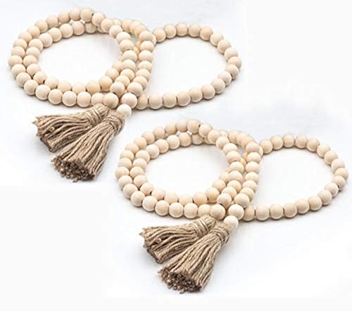 LSKYTOP 58 Inches Wood Bead Garland,Wooden Beads with Tassel