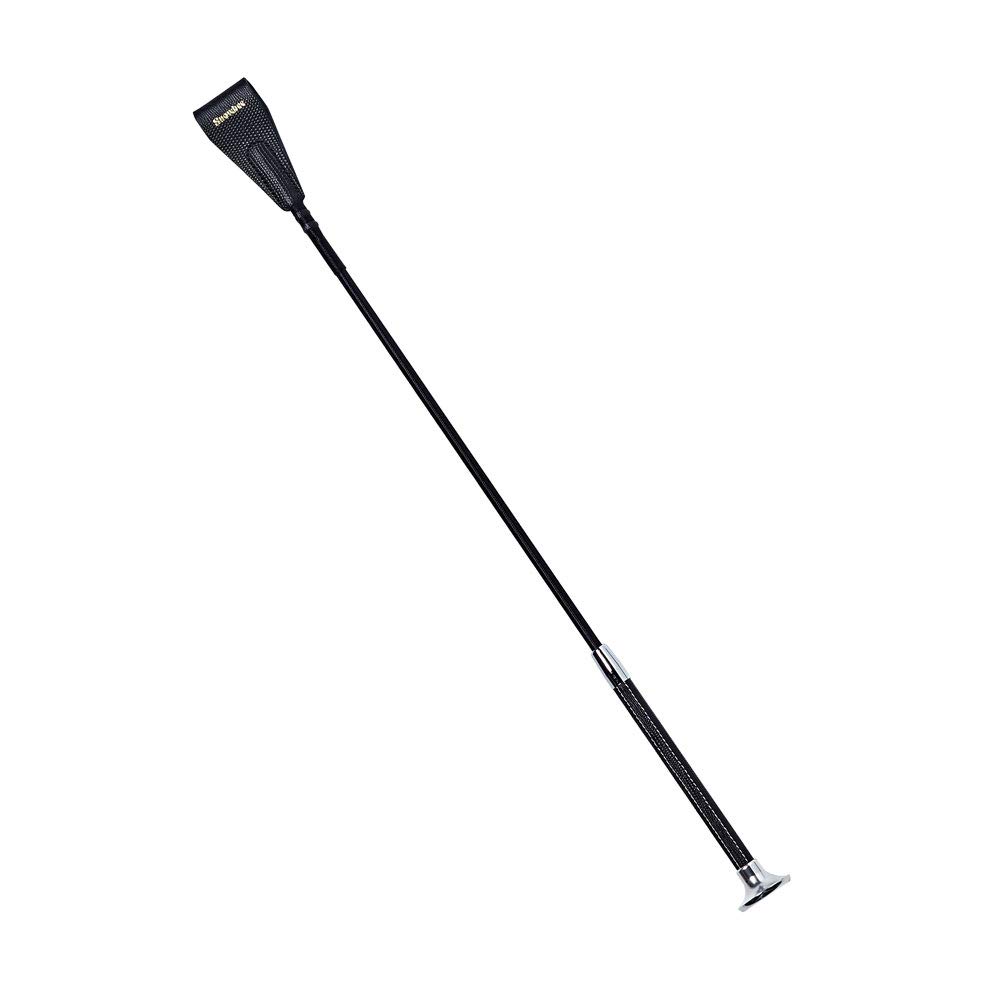 Snowbee Horse and Pony Riding Whip, Black - High-Quality Equestrian Horse Riding Crop With Crocodile Embossed Leather Handle & K Style Thicker Leather Keeper - 65cm