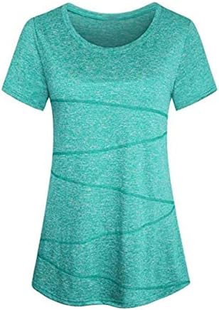 Women Short Sleeve Round Neck Workout Shirts Activewear Yoga Tops