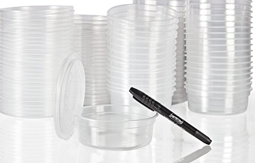 Solo 8oz Deli Container & Lid (50ct) - Grocery Store Style Cups for To-Go Lunch, Food Storage, Take-Out - Bundled with WhoseFood? Pen - Perfect from Refrigerator directly to the Microwave