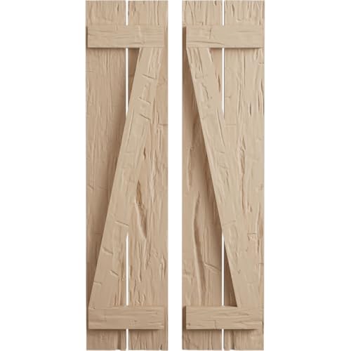 Ekena Millwork 11 1/2"W x 56"H Rustic Two Board Spaced Board-n-Batten Hand Hewn…