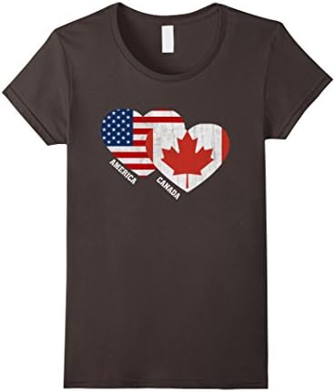 Women's Canada Flag T-Shirt Canadian American Flag Tee Shirt Small Asphalt