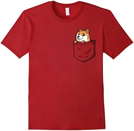 Men's Pocket Doge T-Shirt | Doge Dog Meme Shirt 3XL Cranberry