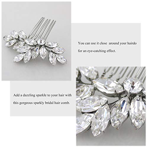 Jakawin Bride Wedding Hair Comb Crystal Bridal Hair Accessories Hair Piece for Women and Girls HC047S