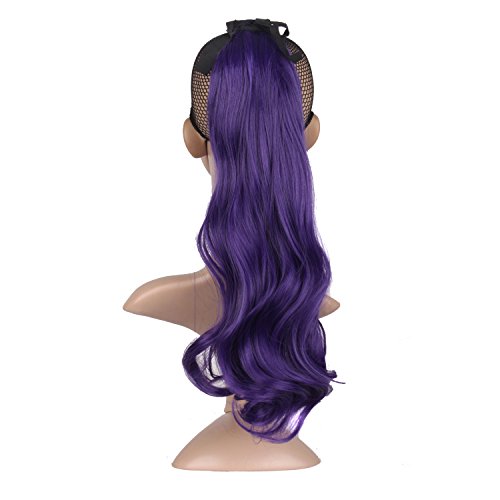 MapofBeauty 2 Pack Curly Ponytail Long Wavy Hair Fashion Hair Accessories (Dark Purple)