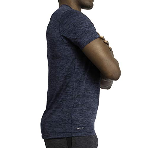 Alive Men's Tee Shirt Active Quick Dry Workout Short Sleeve Shirts Crew Neck (Estate Blue Heather, Large) - Thumbnail 2