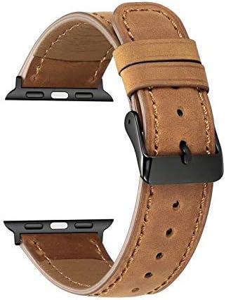 HIGAR Classic Leather Band Strap Compatible with Apple Watch Series 1,2,3,4 (42mm/44mm) - Brown [*Watch NOT Included*]