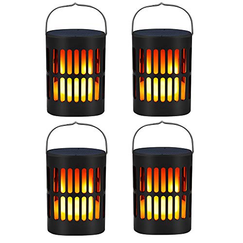 Bebrant Solar Flame Lanterns Flickering Flames Solar Torch Lights Outdoor Hanging Lanterns Solar Powered and USB Charging Solar Lantern Waterproof Decoration Lighting Dusk to Dawn Auto On/Off (4 Pack) - Thumbnail 7