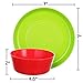16 Piece Kids Eating Ware Set - 8 Plates and 8 Bowls in Fun Bright Colors for Toddlers and Kids - BPA Free Food Safe Material