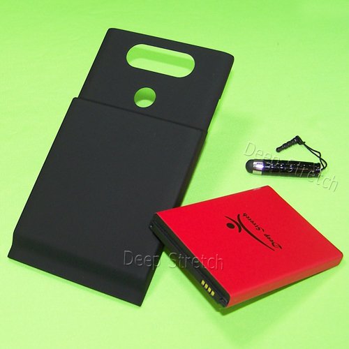 [LG V20 Extended Battery] Deep Stretch 10900mAh Replacement Extended Battery Thicker Exclusive Hard Black Cover Stylus for LG V20 H910 Smartphone