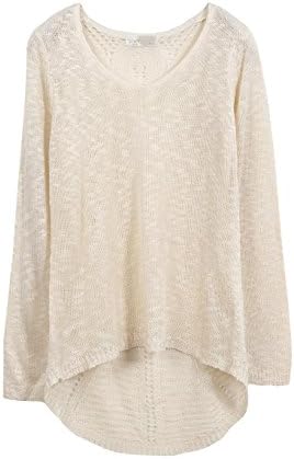 YOCO Women's High-Low Knit Top S Ivory