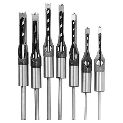 7Pcs/lot 1/4-1/2 Square Hole Drill Bit Set Steel Mortising Drilling Woodworking Tools Mortiser Drill Bits HSS Mortising Chisel Set,Woodworking Electric Drills,Wood Drilling,Holes Saw Chisel Set