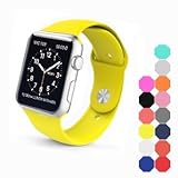 XIYA Soft Silicone Replacement Sport Band for Apple Watch for 2 Lengths, Yellow,42mm