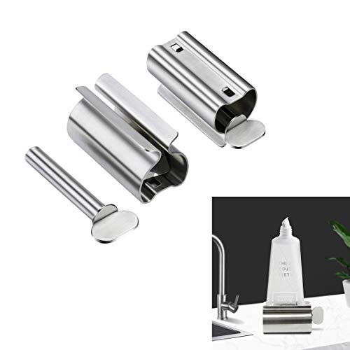 Toothpaste Squeezer Rolling Toothpaste Tube Squeezers Toothpaste Tube Seat Holder Multifunction Manual Rotate Toothpaste Dispenser Metal Tube Squeezer Tool Stand for Bathroom,Salon Pack of 2