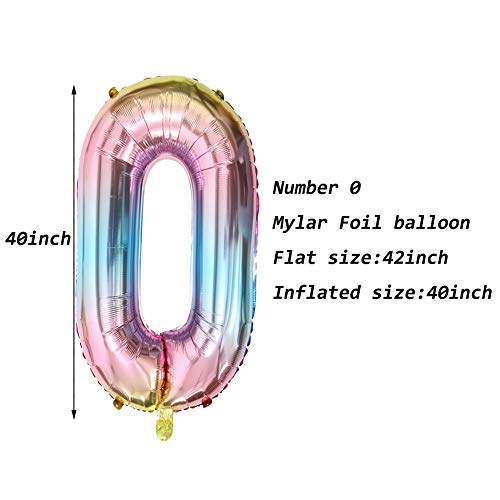 Number 40 Balloons 40th Birthday Party Decorations Rainbow Color Foil