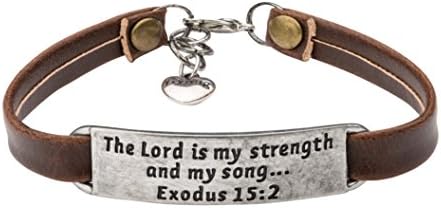 Leather Bracelet for Women Teens Christian Engraved Ornament Jewelry Gift Inspirational Vintage Stretch Religion Bible Verse Christmas Gifts