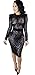 Kearia Womens Sexy Black Sequin Scoop Neck Long Sleeve Bodycon Party Midi Dress Black Medium