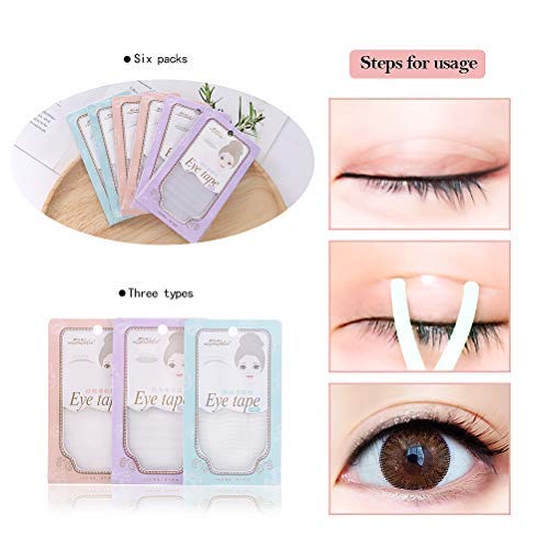 288pairs/6pack Natural Invisible Side Sticky Double Eyelid Tape Stickers Medical Fiber Eyelid Lift Strip Instant Eyelid Lift Without Surgery Perfect for Hooded Droopy Uneven Mono-Eyelids