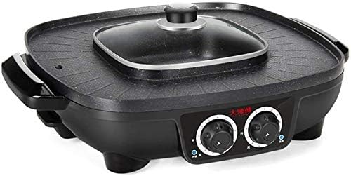 review Grill Toppers Two-in-one, Household Smoke-Free Electric Barbecue Grill Barbecue Commercial Commercial Dual-Control Barbecue Machine Non-Stick Electric Grill Hot Pot Barbecue QYDJD