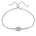 Hoops & Loops Sterling Silver Cubic Zirconia Hamsa Hand Adjustable Bracelet