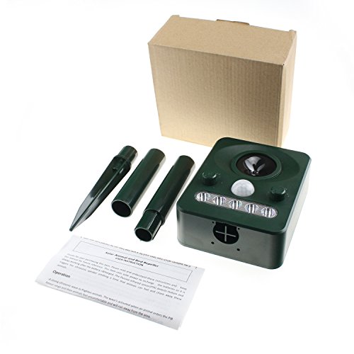Cat Dog Squirrel Repellent Outdoor Ultrasonic,Solar Animal Fox Raccon Pest Rat Voles Rodent Pest Repellent Repeller Control