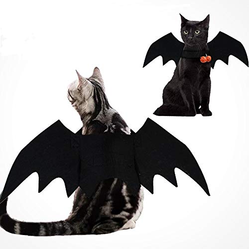 JHFY Cat Bat Costume - Black Cat Bat Wings Cosplay - Pet Costumes Apparel for Cat Small Dogs Puppy for for Small Dogs and Cats Dress Up Accessories (Bat Wings)